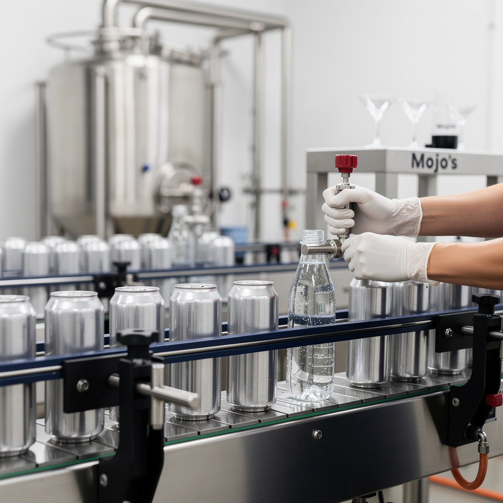Mojo beverage manufacturing facility in New York with bottling and canning equipment